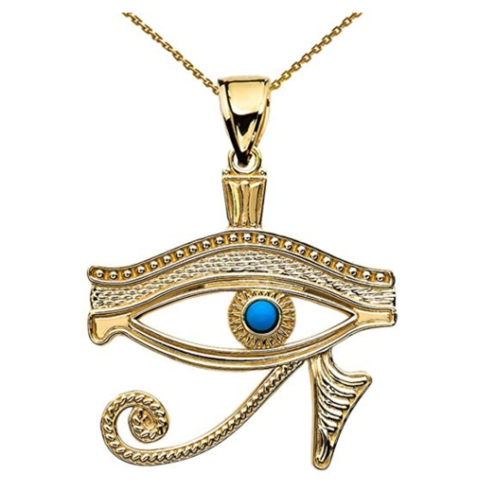 14kYellow Gold Egyptian Blue Eye of Horus Pendant